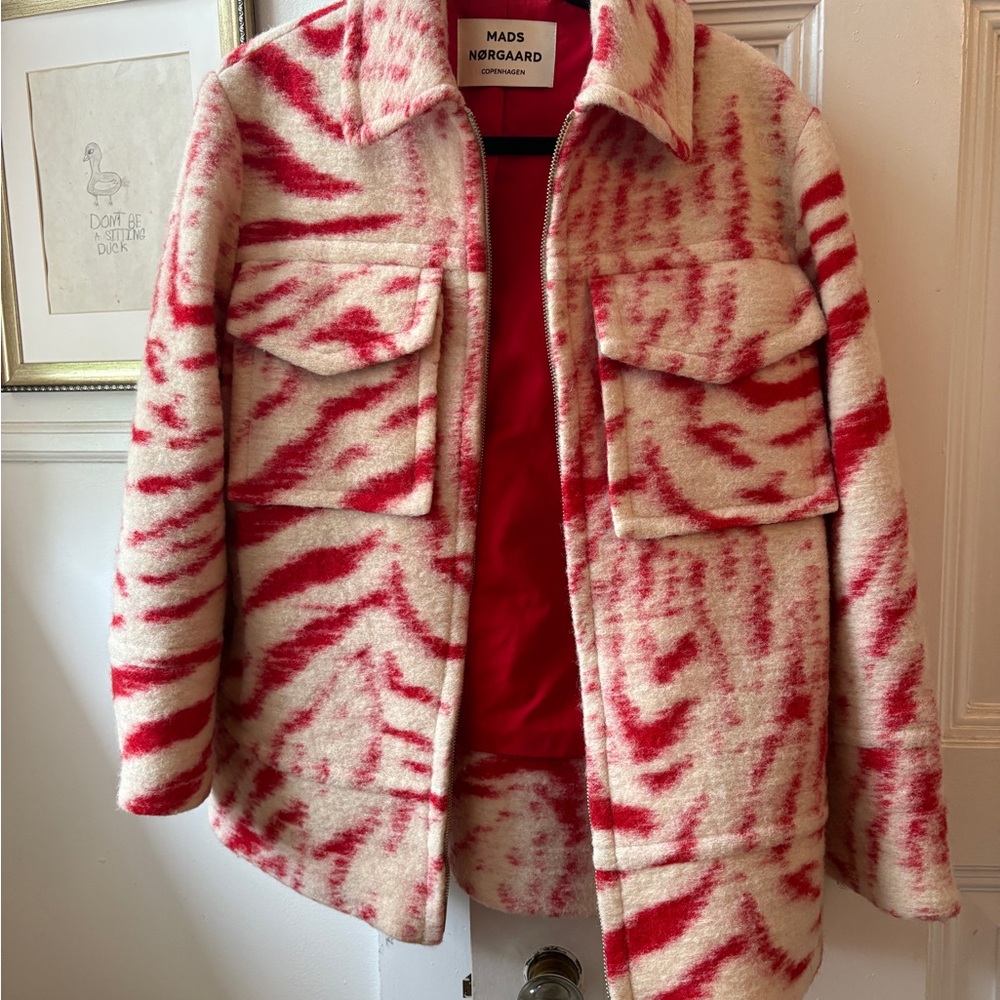 Mads Norgaard Red and Cream wool Jacket